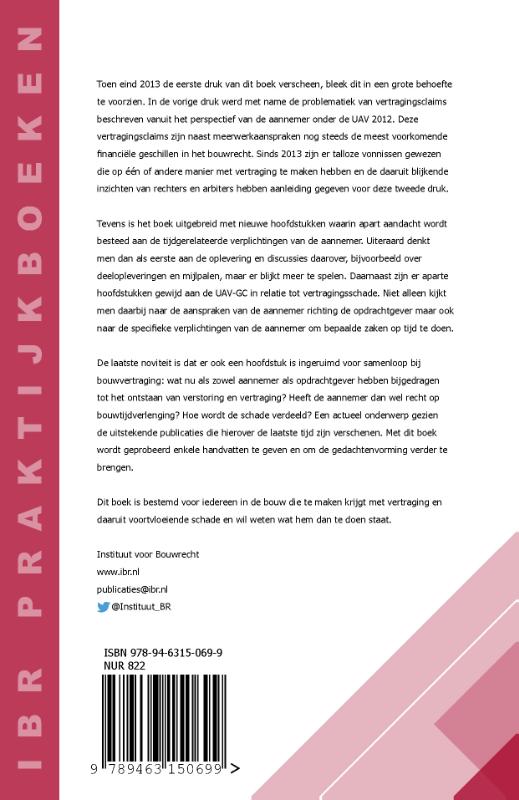 Praktijkboek vertragingsschade in de bouw / IBR Praktijkboeken achterkant