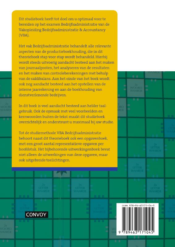 VBA Bedrijfsadministratie met resultaat Theorieboek achterkant