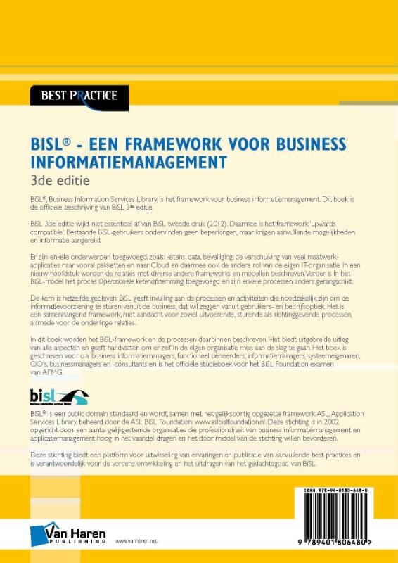 BISL. Een framework voor business informatiemanageme / Best practice achterkant