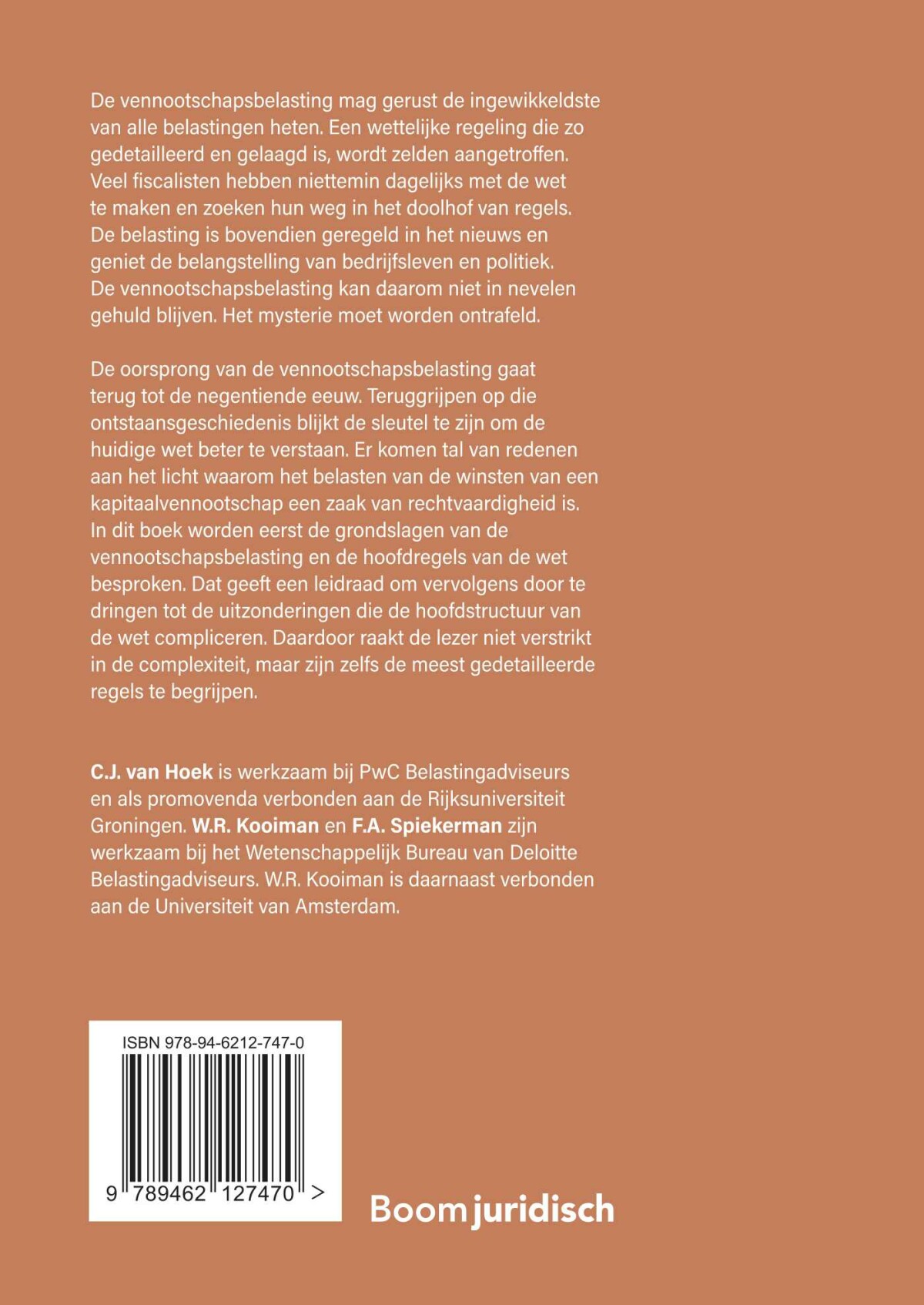 Vennootschapsbelasting / Boom fiscale studieboeken achterkant