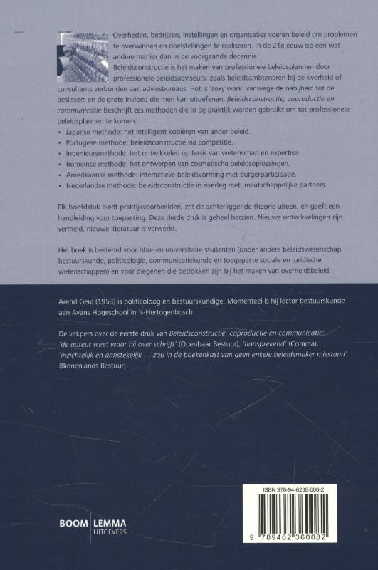 Beleidsconstructie, coproductie en communicatie / Studieboeken bestuur en beleid achterkant