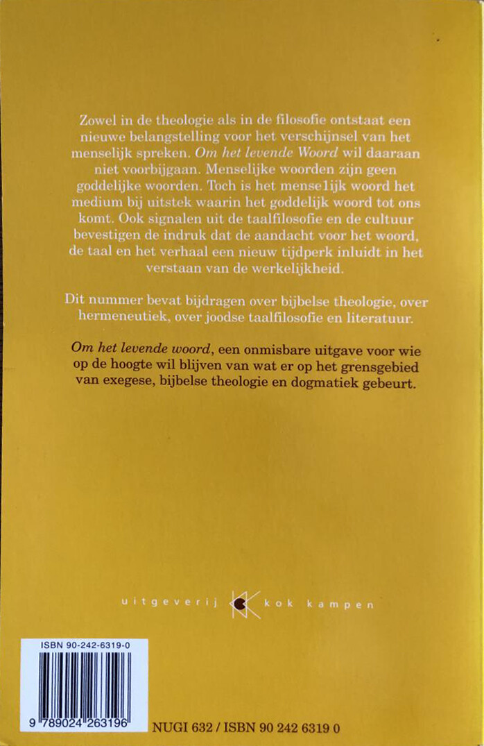 Om het levende woord achterkant