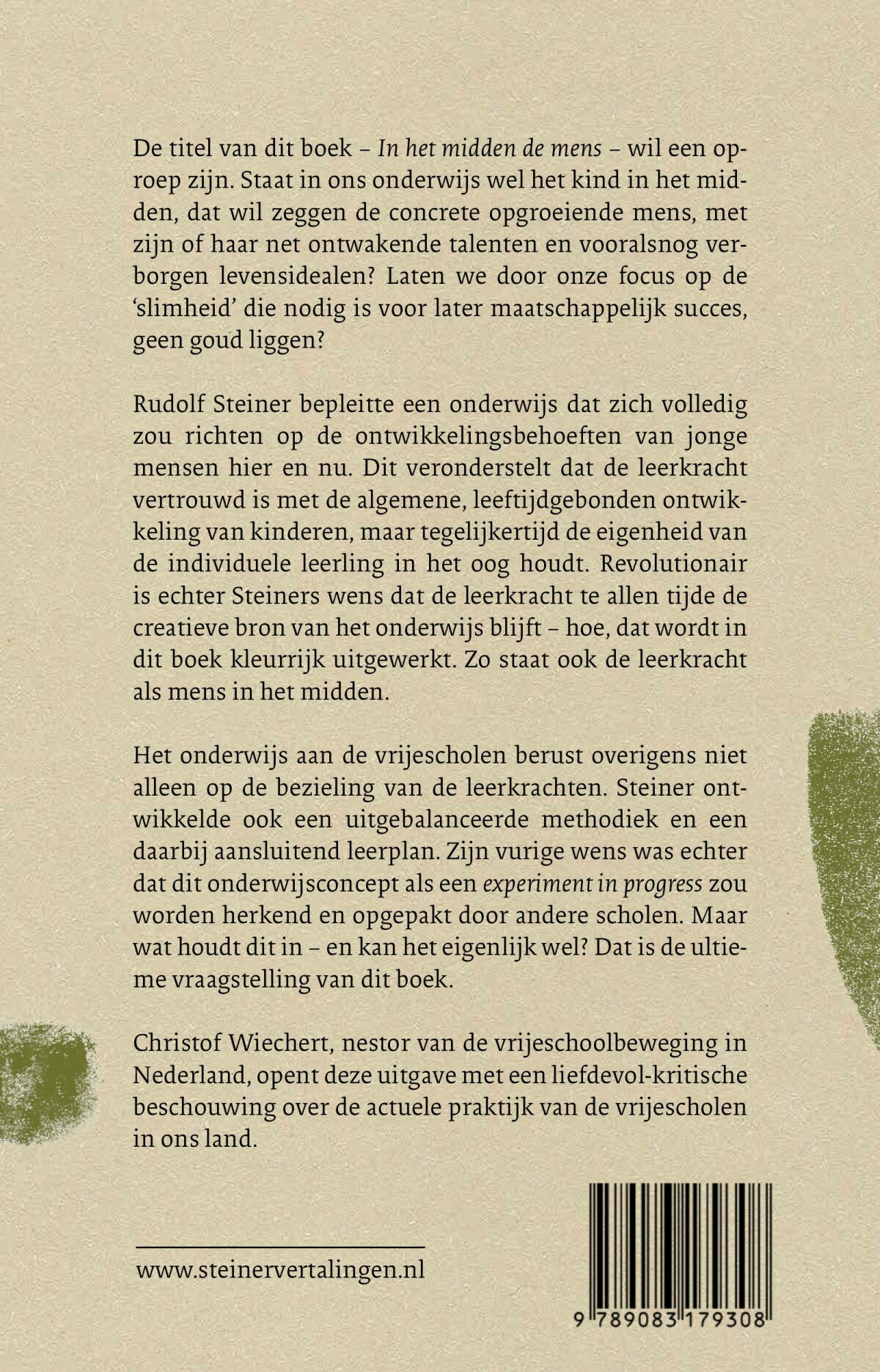 In het midden de mens / Werken en voordrachten achterkant