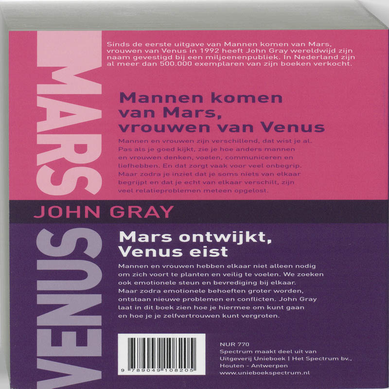 Mannen komen van Mars, vrouwen van Venus/Mars ontwijkt, Venus eist achterkant