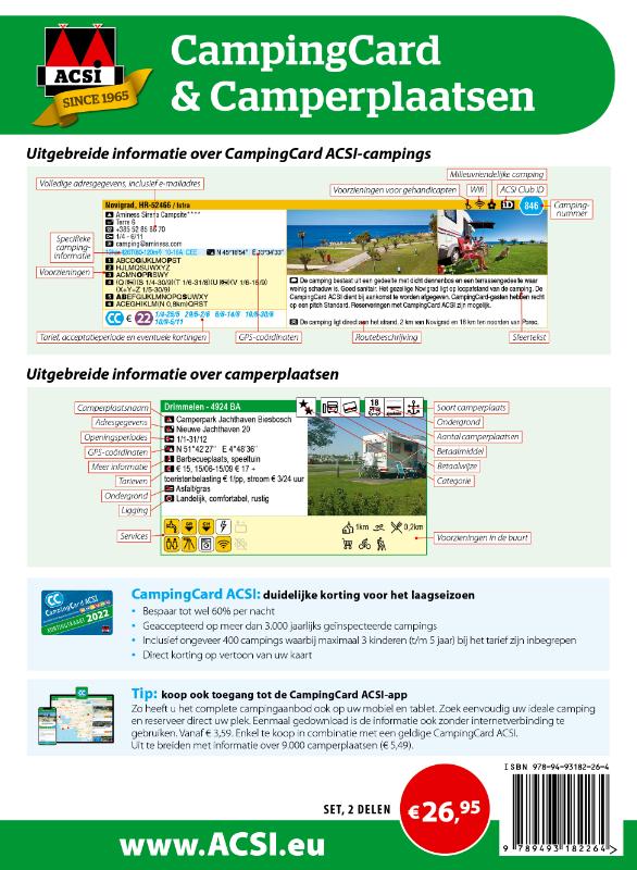 CampingCard & Camperplaatsen 2022 / ACSI Campinggids achterkant