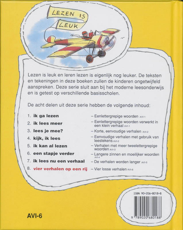 vier verhalen op een rij / Lezen is leuk / 8 achterkant