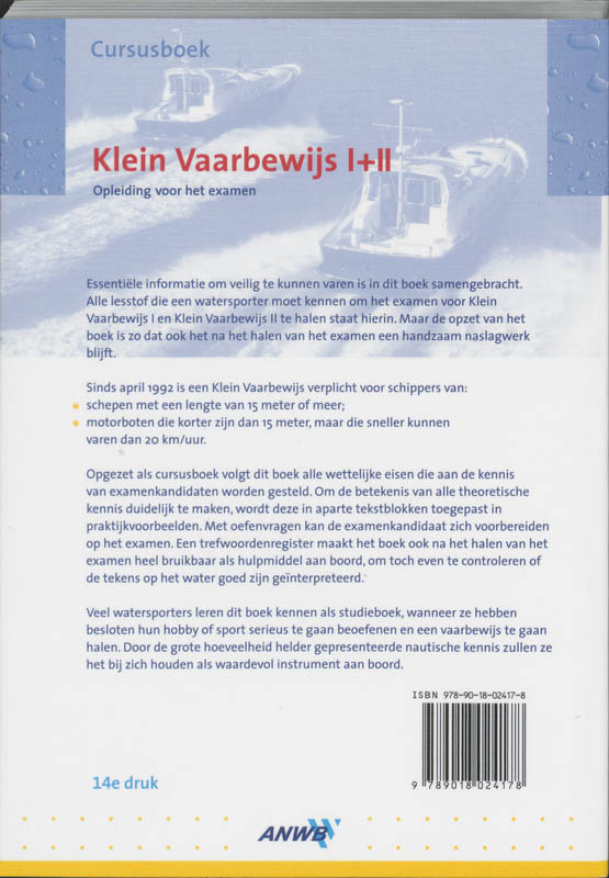 Cursusboek Klein Vaarbewijs I en II achterkant