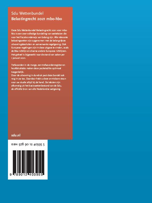 Sdu Wettenbundel Belastingrecht / 2021 MBO-HBO / Educatieve wettenverzameling achterkant