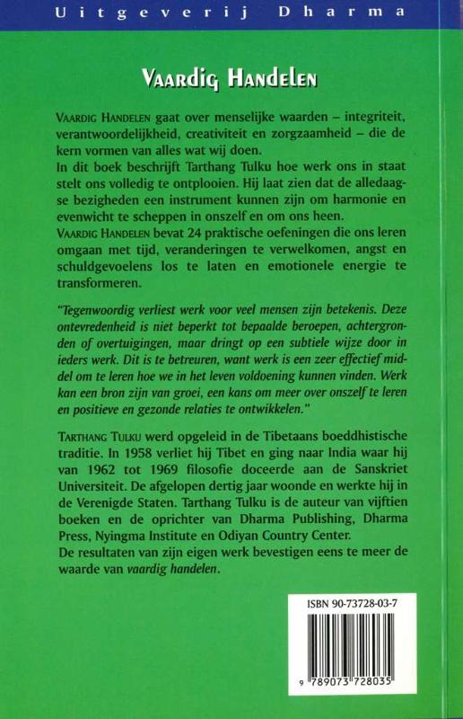 Nyingma psychologie - Vaardig handelen achterkant