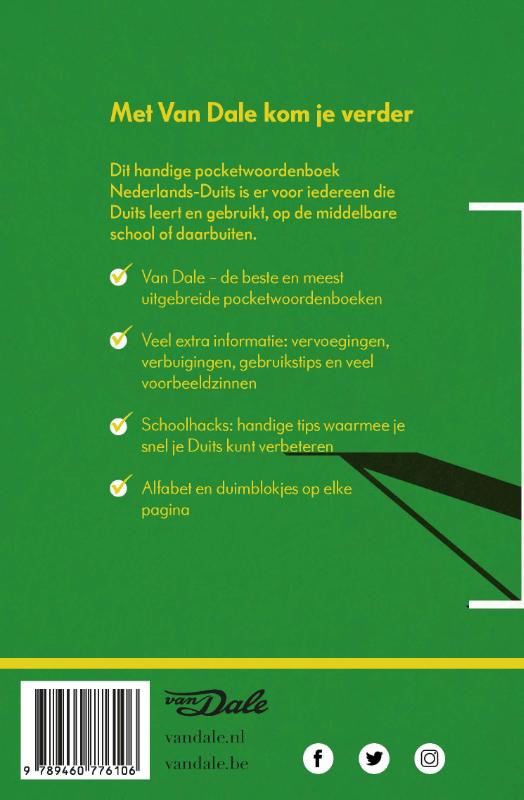 Van Dale pocketwoordenboek Nederlands-Duits / Van Dale pocketwoordenboeken achterkant
