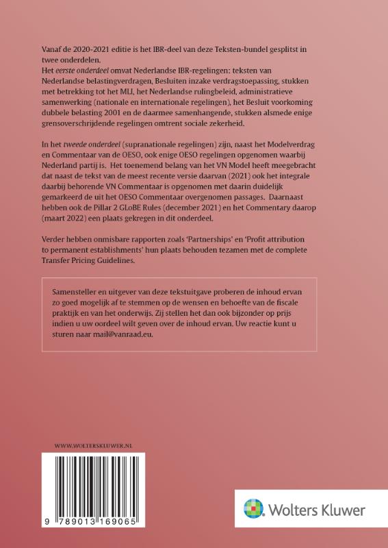 Teksten Internationaal belastingrecht 2022/2023 achterkant