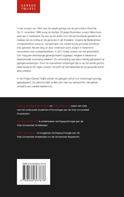 Een Rwandees kaartenhuis / Gerede Twijfel achterkant