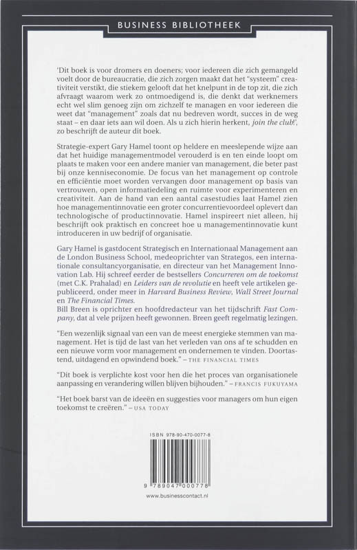 Het einde van management zoals wij het kennen / Business bibliotheek achterkant