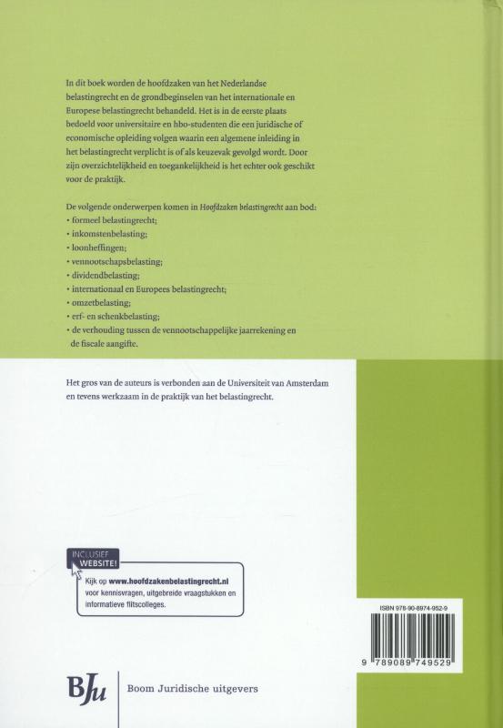 Hoofdzaken belastingrecht / Boom fiscale studieboeken Hoofdzaken belastingrecht / Boom fiscale studieboeken achterkant