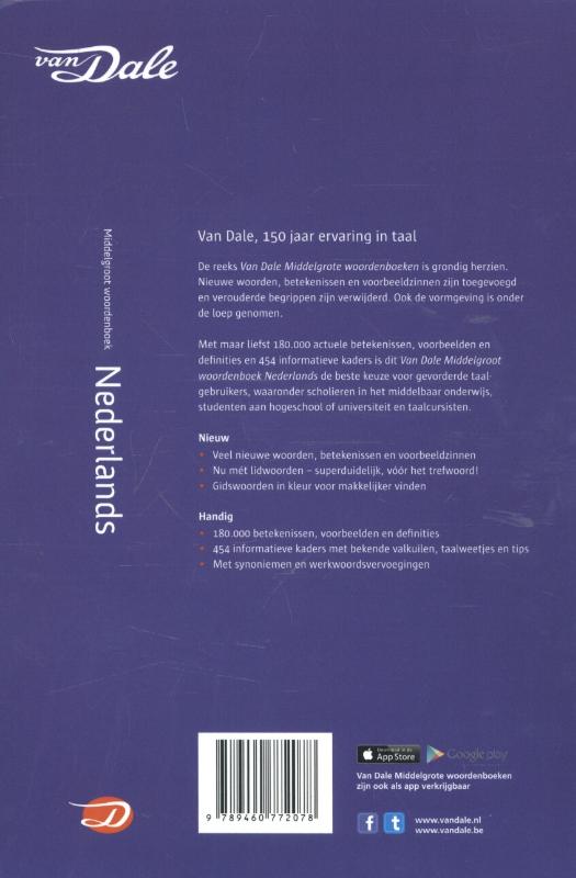Van Dale middelgroot woordenboek  -   Van Dale middelgroot woordenboek Nederlands achterkant