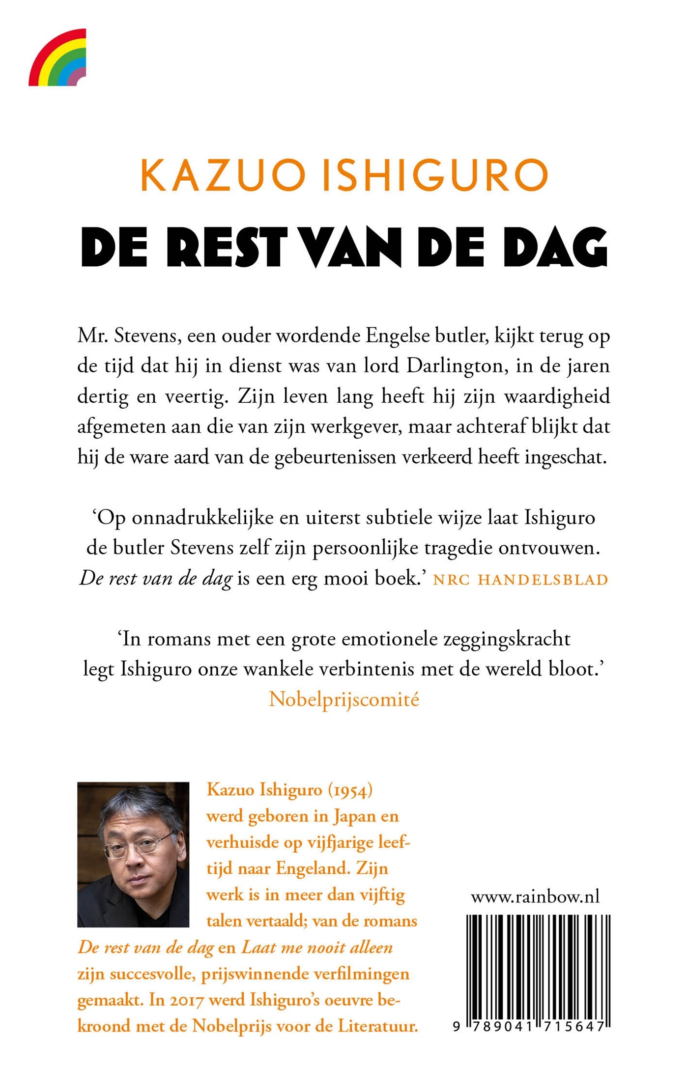 De rest van de dag / Rainbow pocketboeken achterkant