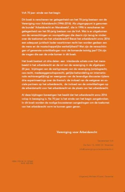 70 jaar VvA: einde van het begin / Vereniging voor arbeidsrecht / 44 achterkant
