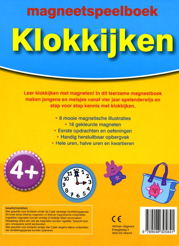 Magneetspeelboek - Klokkijken achterkant
