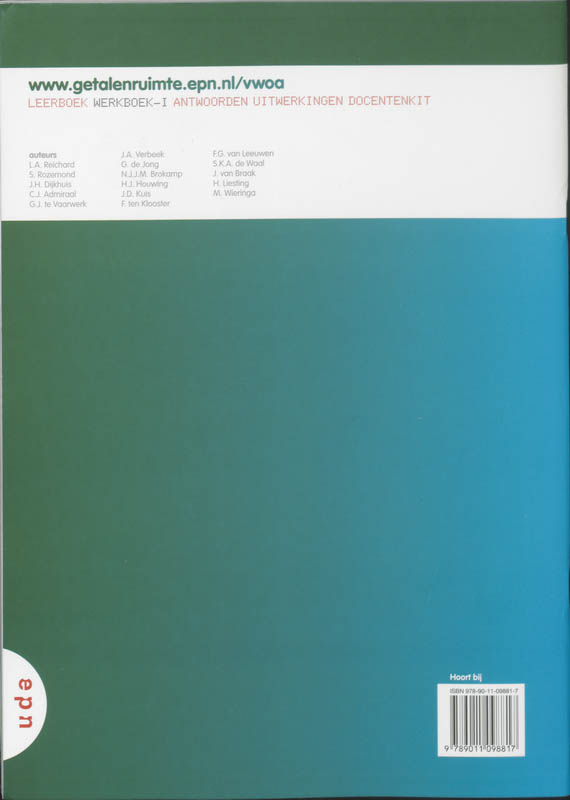 Getal en Ruimte / Vwo A 3 en 4 / deel Werkboek-i achterkant