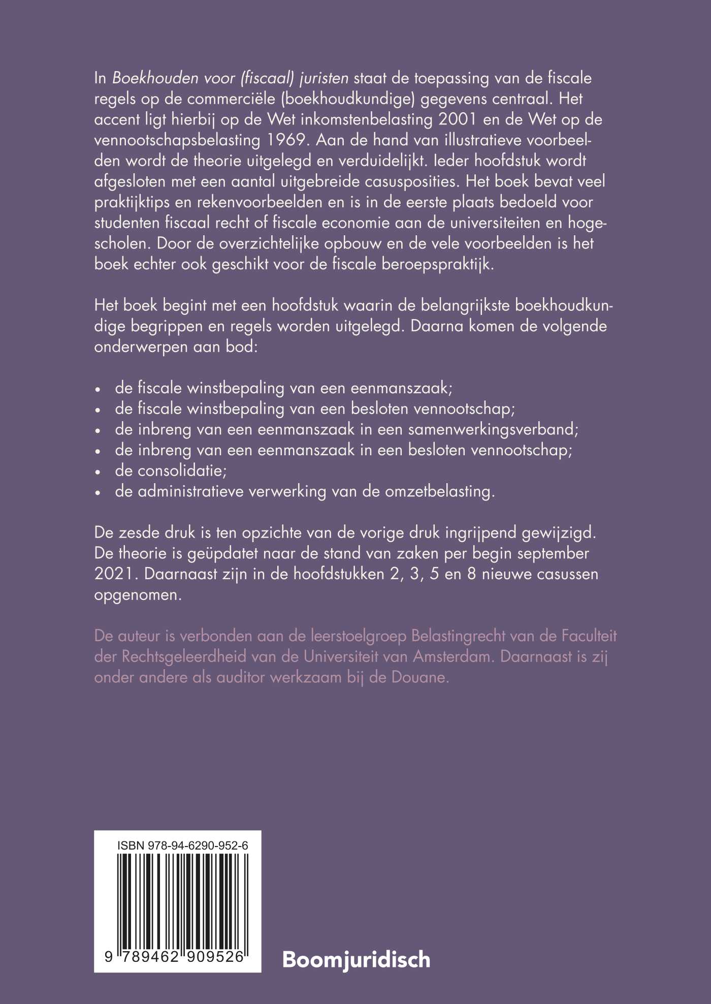 Boekhouden voor (fiscaal) juristen / Boom fiscale studieboeken achterkant