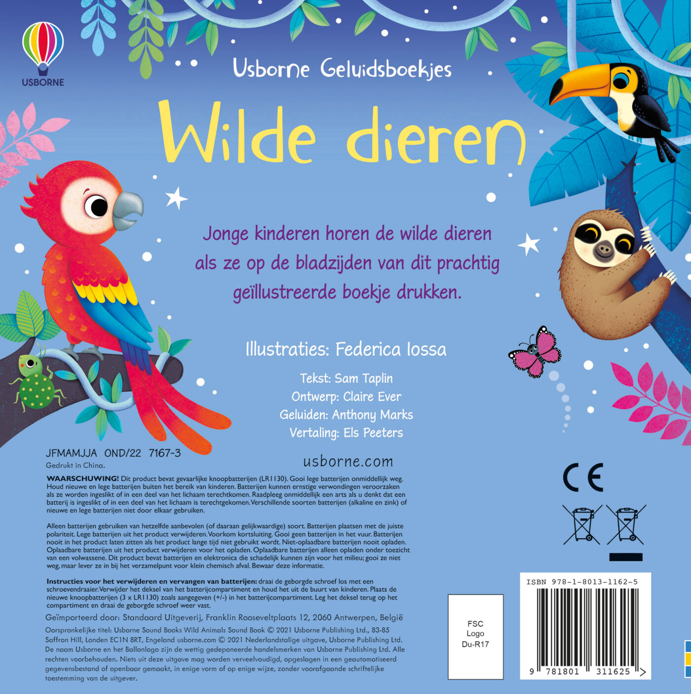 Wilde dieren / Usborne geluidsboekjes achterkant