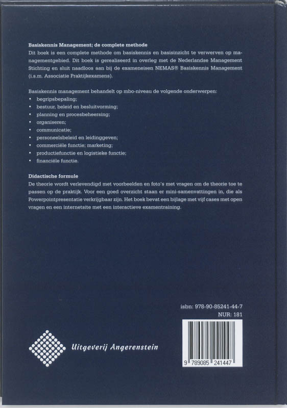 Basiskennis Management Basiskennis Management achterkant