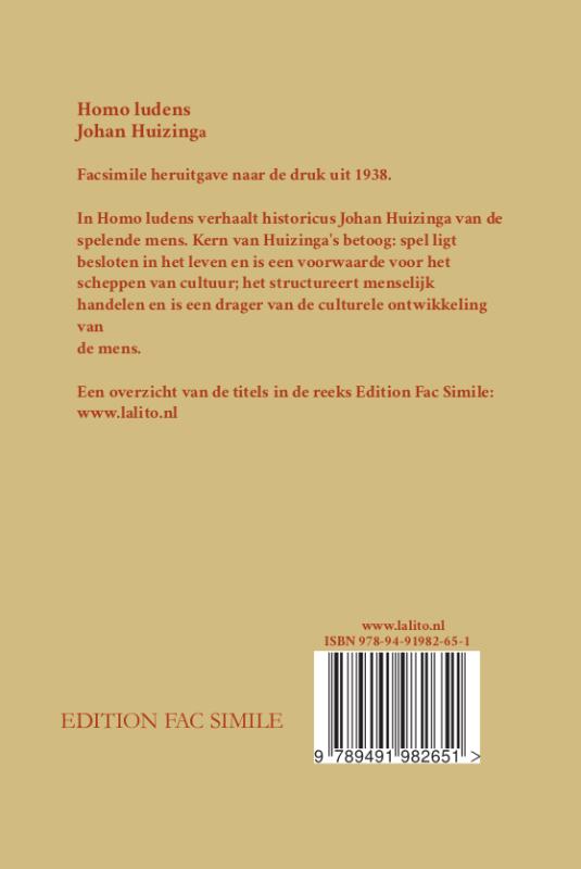 Homo ludens / Edition Fac Simile achterkant