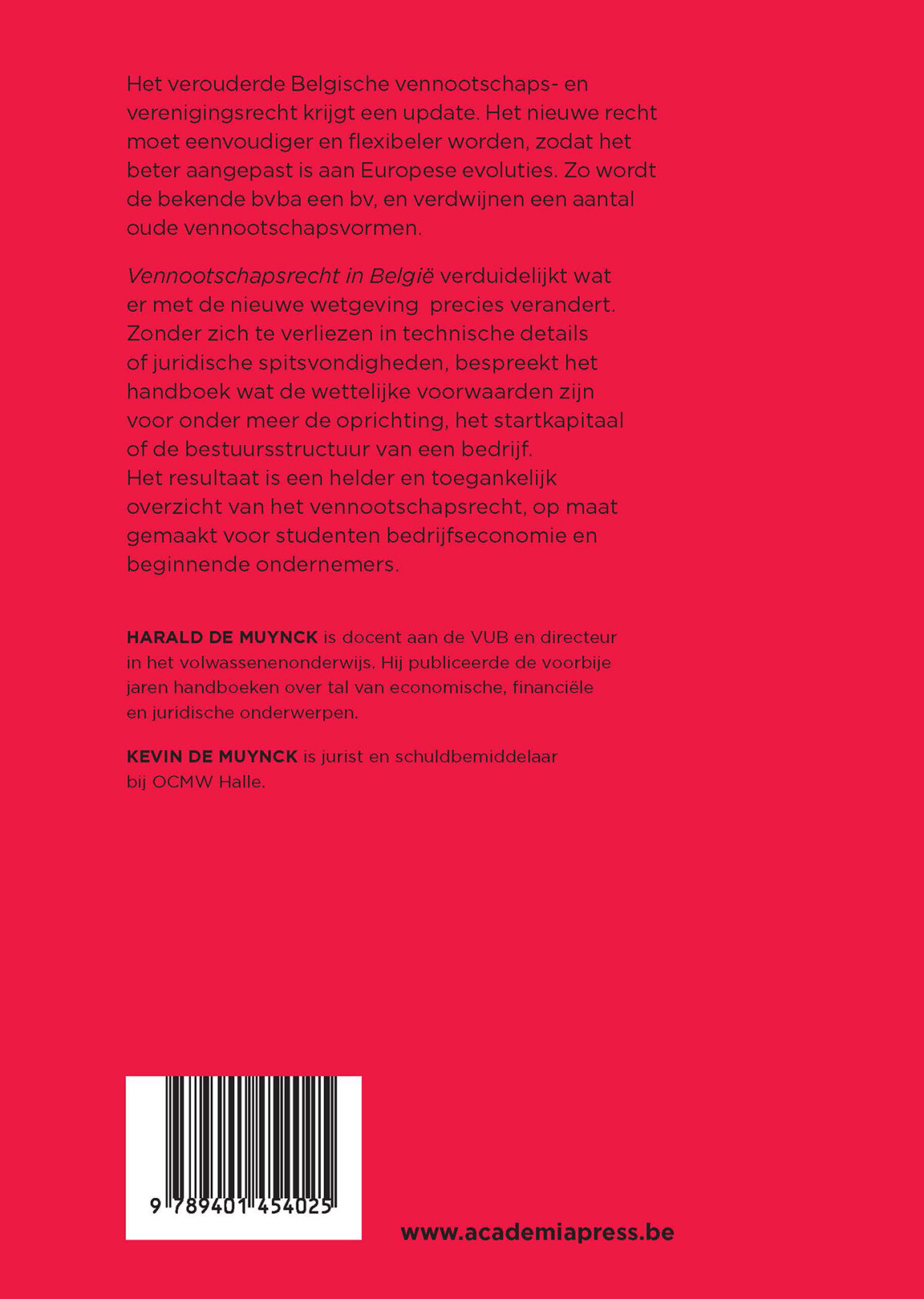 Vennootschapsrecht in België achterkant