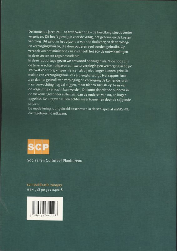 SCP-publicatie 17 - Vergrijzing, verpleging en verzorging achterkant