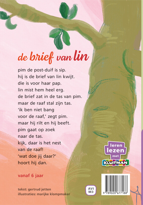 pim de post-duif. de brief van lin / Leren lezen met Kluitman achterkant