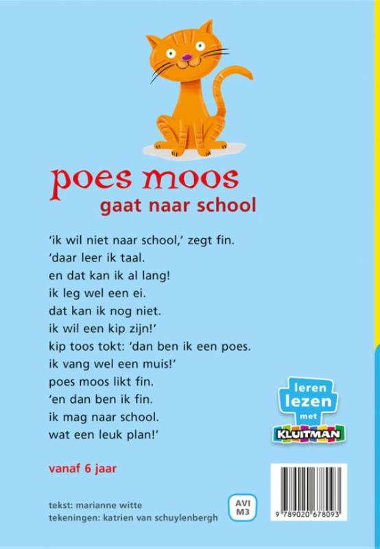 Poes Moos gaat naar school / Poes Moos achterkant