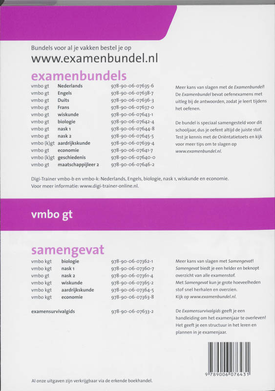 Examenbundel  / Wiskunde Vmbo-GT 2011/2012 achterkant