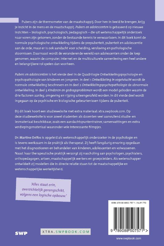 Pubers en adolescenten / Ontwikkelingspsychologie en psychopathologie van kinderen en jongeren / 4 achterkant