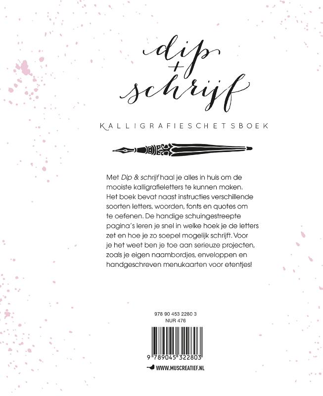 Dip & schrijf kalligrafieschetsboek achterkant