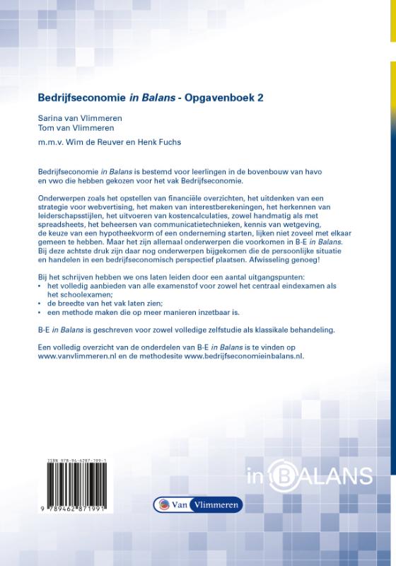 Bedrijfseconomie in Balans havo opgavenboek 2 achterkant