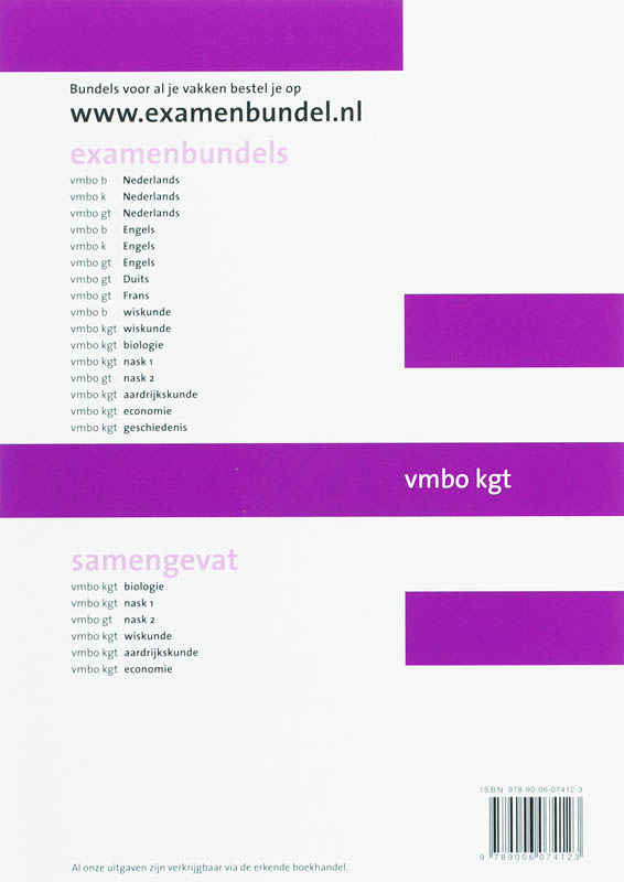 Examenbundel Biologie Vmbo-Kgt 2007-2008 achterkant