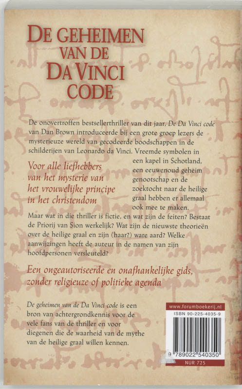 De Geheimen Van De Da Vinci Code achterkant