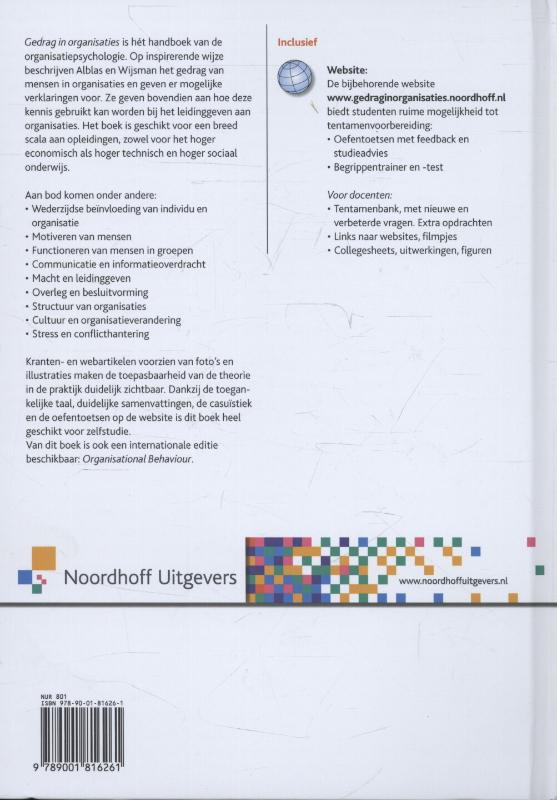 Gedrag in organisaties Gedrag in organisaties achterkant