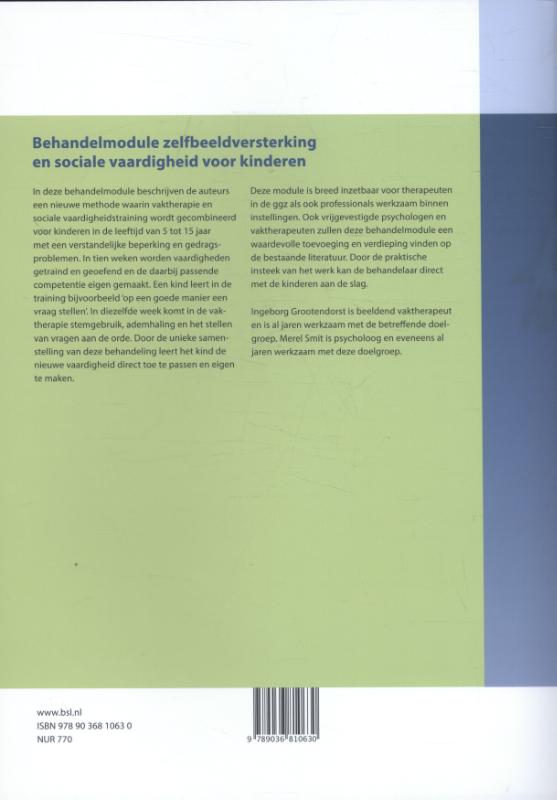Behandelmodule zelfbeeldversterking en sociale vaardigheden voor kinderen achterkant