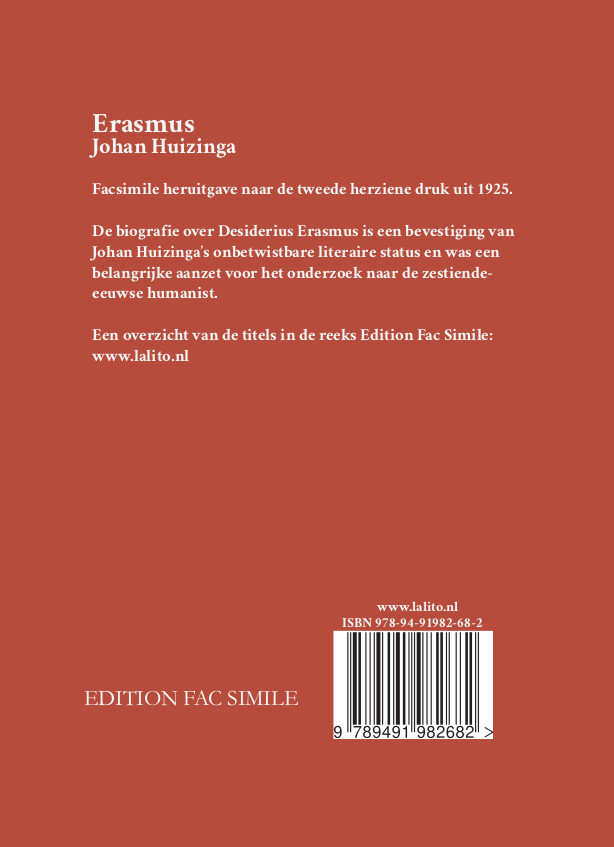 Erasmus / Edition Fac Simile achterkant