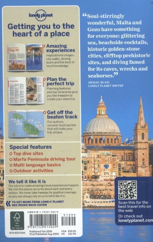Lonely Planet Malta & Gozo dr 6 achterkant