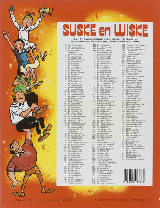 Jeromba de Griek / Suske en Wiske / 72 achterkant