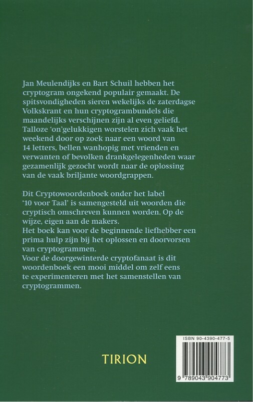 Het nieuwe cryptowoordenboek / 10 voor taal achterkant