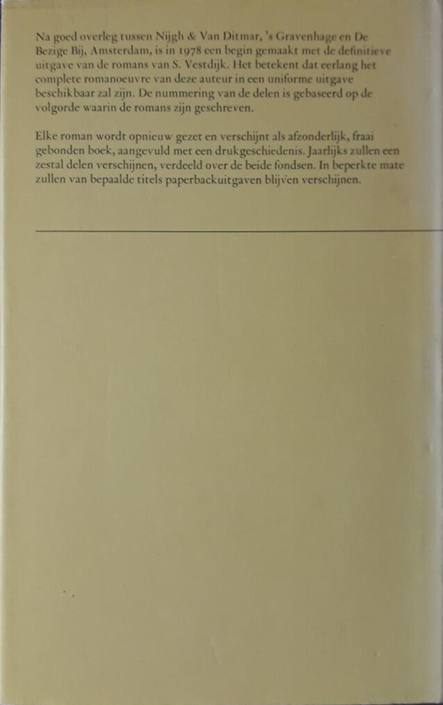 Op afbetaling / Verzamelde romans van Simon Vestdijk / 19 achterkant