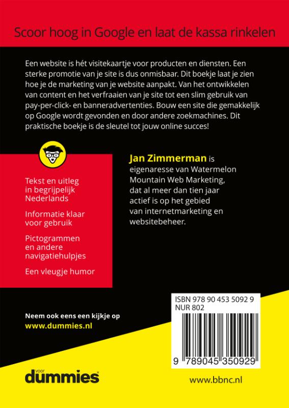 Voor Dummies  -   De kleine je website promoten voor Dummies achterkant