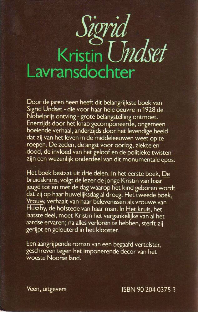 Kristin Lavransdochter achterkant