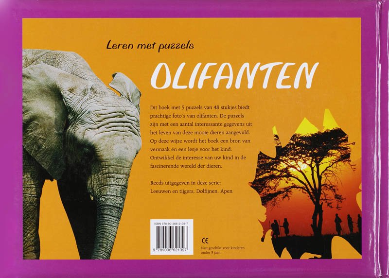 Leren Met Puzzels Olifanten 5 Puzzels achterkant