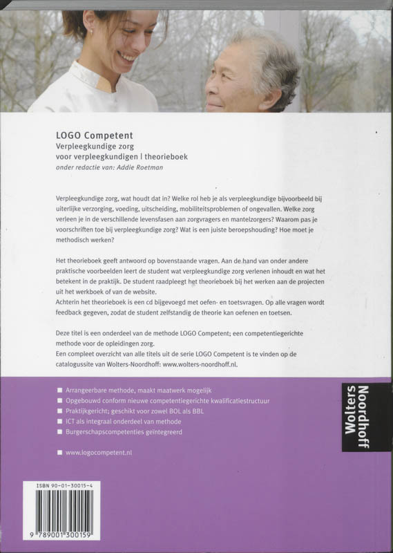 Logo Competent Verpleegkundige zorg Theorieboek achterkant