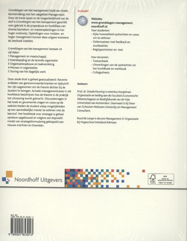 Grondslagen van het management Hoofdboek achterkant