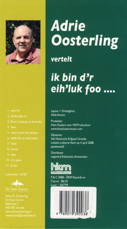 Adrie Oosterling - D'r Eih'luk Foo...... (CD) achterkant